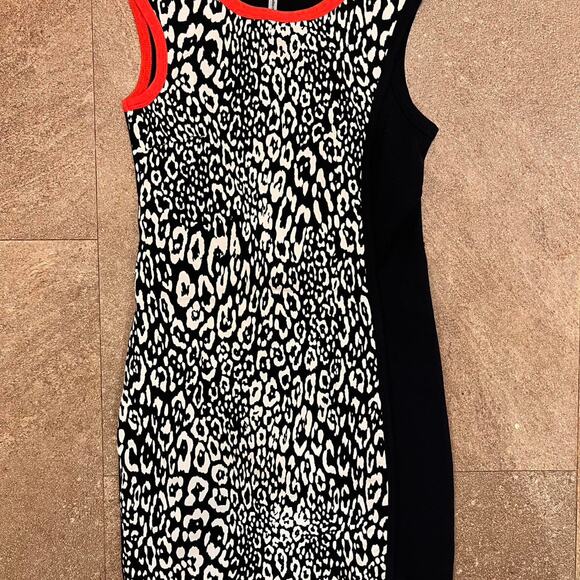 Cop Copine Sleeveless Bodycon Dress Black White Red Trim Animal Print – Size S - Picture 3 of 8